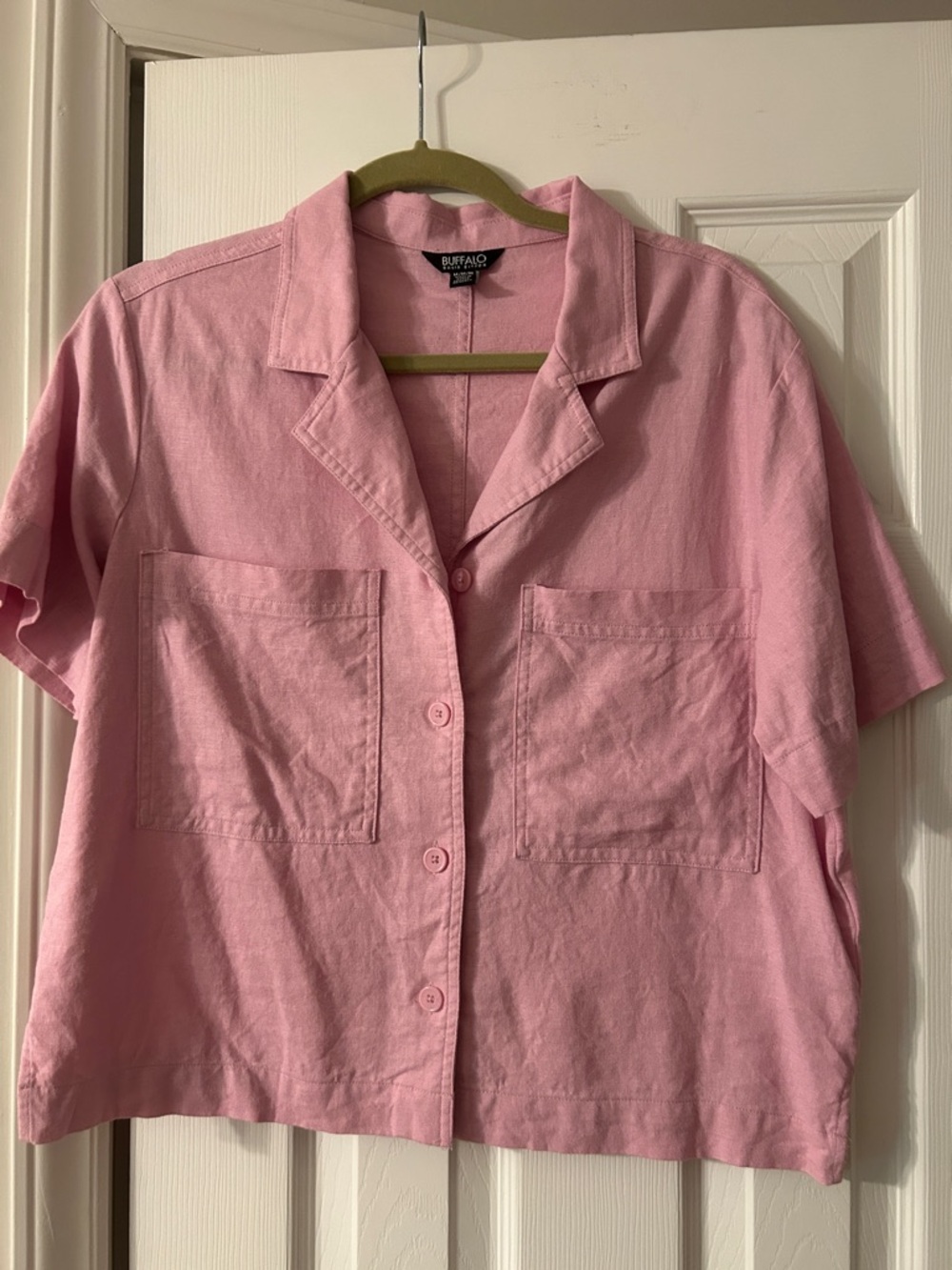 Buffalo David Bitton Pink Short-Sleeve Button-Up Camp Shirt